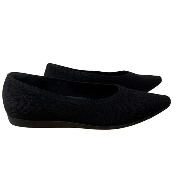Vivaia Pointed-Toe Ballet Flats US 10.5 Women's 43 Black Knit Shoes Slip On