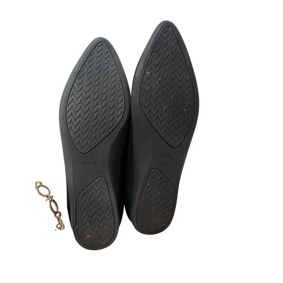 Vivaia Pointed-Toe Ballet Flats US 10.5 Women's 43 Black Knit Shoes Slip On