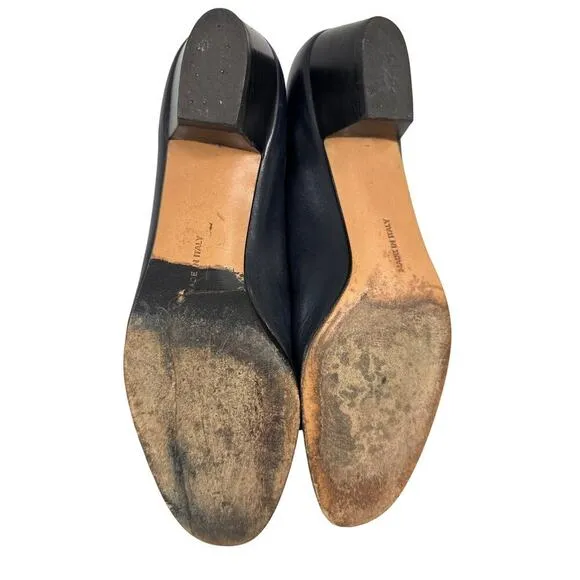 VTG Salvatore Ferragamo Low Heels Shoes Boutique Vara Blue Calf Sz 8.5 AAAA
