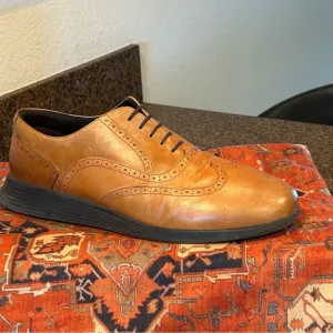 Wolf &amp; Shepard Men’s Lace up Wing Tip Oxford Tan Shoes 15M
