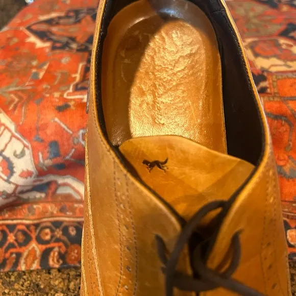 Wolf &amp; Shepard Men’s Lace up Wing Tip Oxford Tan Shoes 15M