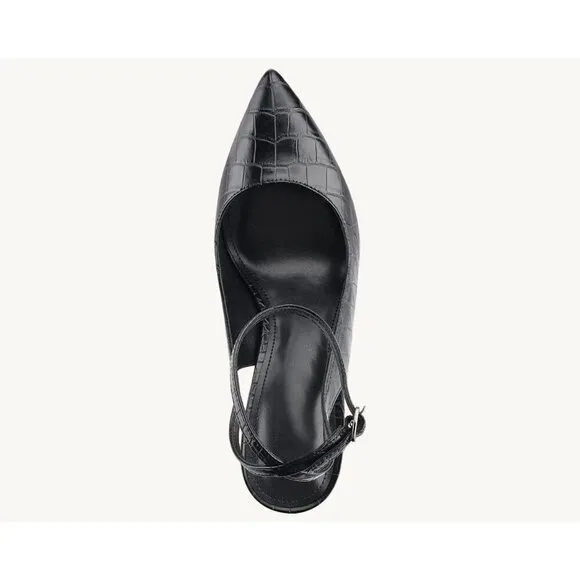 Women Black Closed Toe Ankle Strap Heels Toe Pumps Shoes Slingback High Shoes