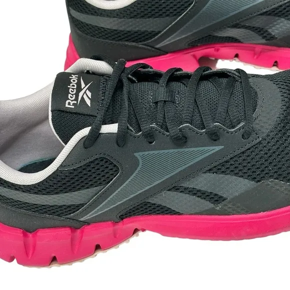 Women  Reebok Ortholite Black &amp; Fuchsia Comfort Running Walking Sneakers Size 11