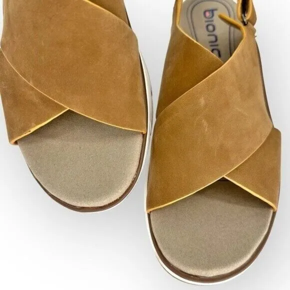 Women's Bionica Andrya Sandal NIB Tan Leather Slimgback Arch Support - size 6.5‎