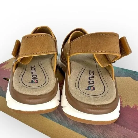 Women's Bionica Andrya Sandal NIB Tan Leather Slimgback Arch Support - size 6.5‎