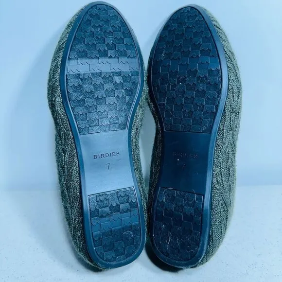 Women's Birdies Faux Fur Lined Starling Flat in Forest Cable-Knit Shoes Size 8