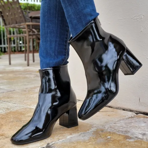 Women's Black PAT Ankle Square Toe Booties