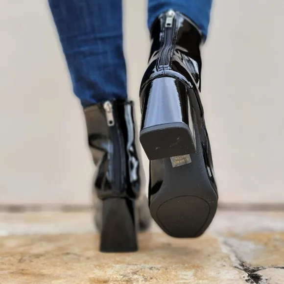 Women's Black PAT Ankle Square Toe Booties