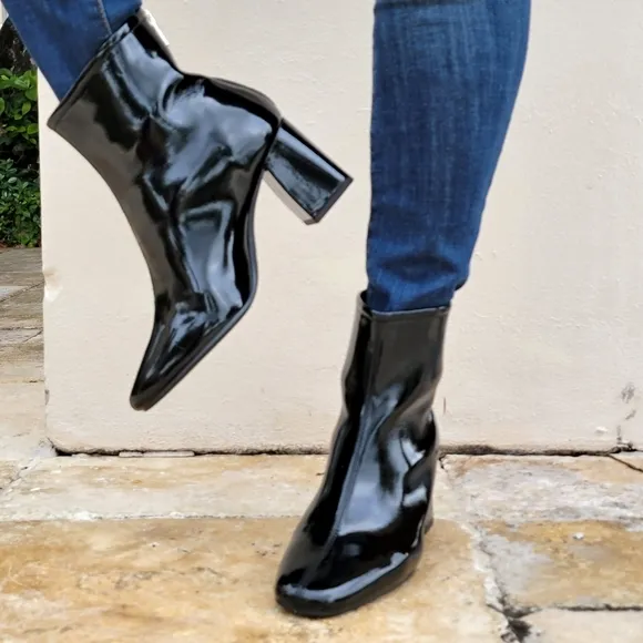 Women's Black PAT Ankle Square Toe Booties