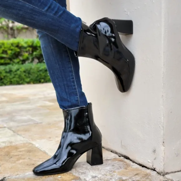 Women's Black PAT Ankle Square Toe Booties