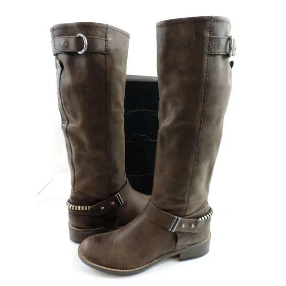 Women's Shoes Steven by Steve Madden Ryley Riding Boots Brown Distressed Size 6