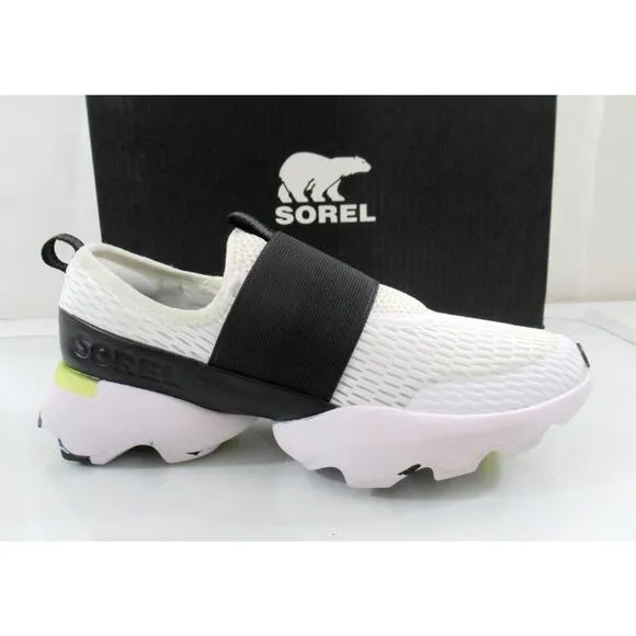 Women's Sorel Kinetic Impact Strap Slip On Sneakers Comfort White Black Size 8.5
