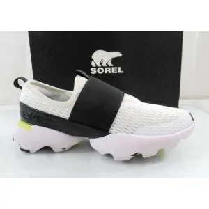 Women's Sorel Kinetic Impact Strap Slip On Sneakers Comfort White Black Size 8.5