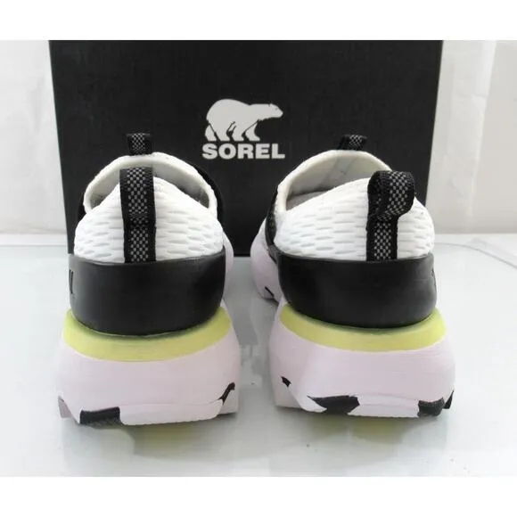 Women's Sorel Kinetic Impact Strap Slip On Sneakers Comfort White Black Size 8.5