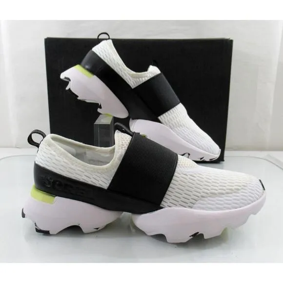 Women's Sorel Kinetic Impact Strap Slip On Sneakers Comfort White Black Size 8.5