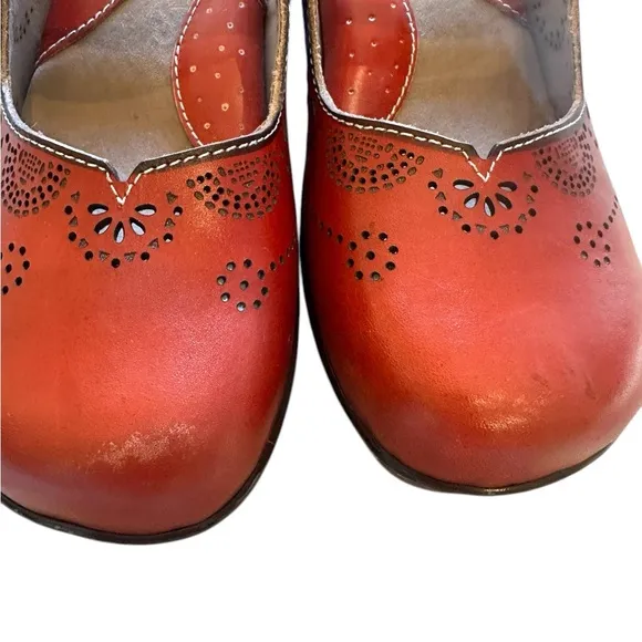 Womens Spring Step L’Artiste Mary Jane Leather Comfort Shoes Size 38 Red