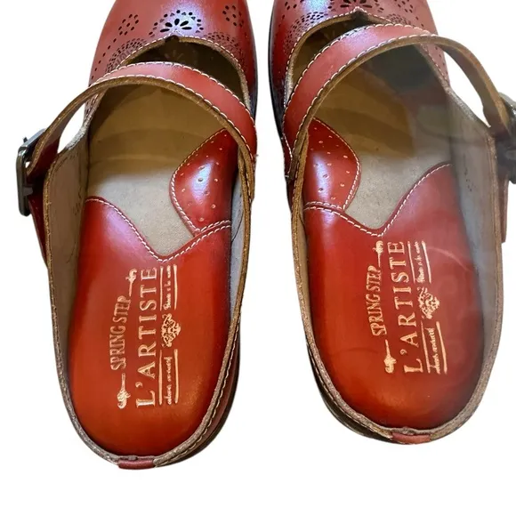 Womens Spring Step L’Artiste Mary Jane Leather Comfort Shoes Size 38 Red