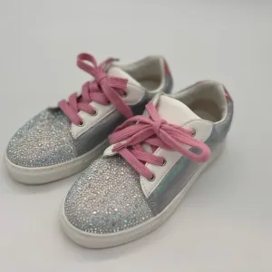 Yosi Samra Girl Glitter Sneakers Gray Pink 13T