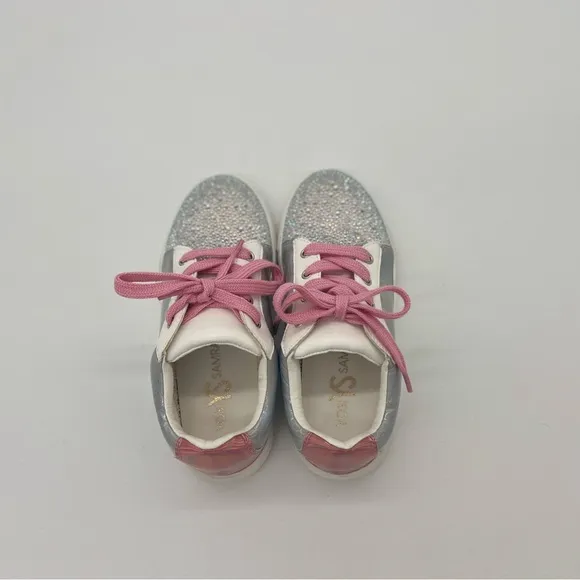 Yosi Samra Girl Glitter Sneakers Gray Pink 13T