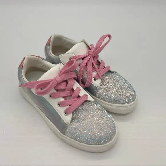 Yosi Samra Girl Glitter Sneakers Gray Pink 13T