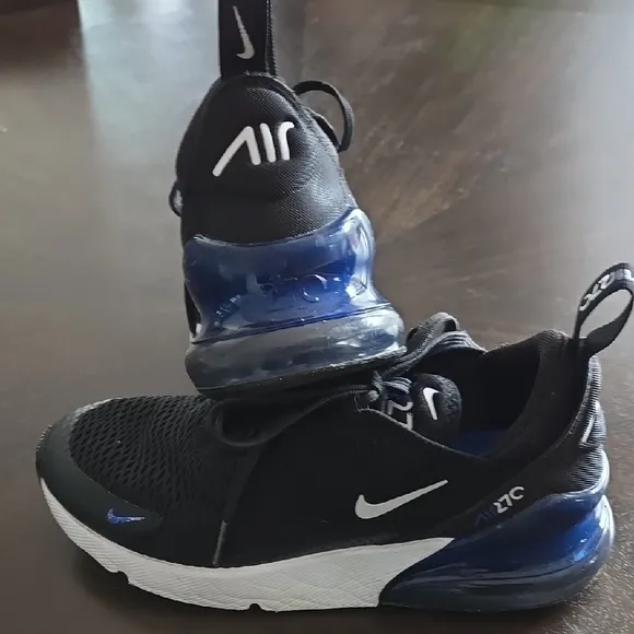 Youth Nike Airmax 270 Black and Blue Sneakers