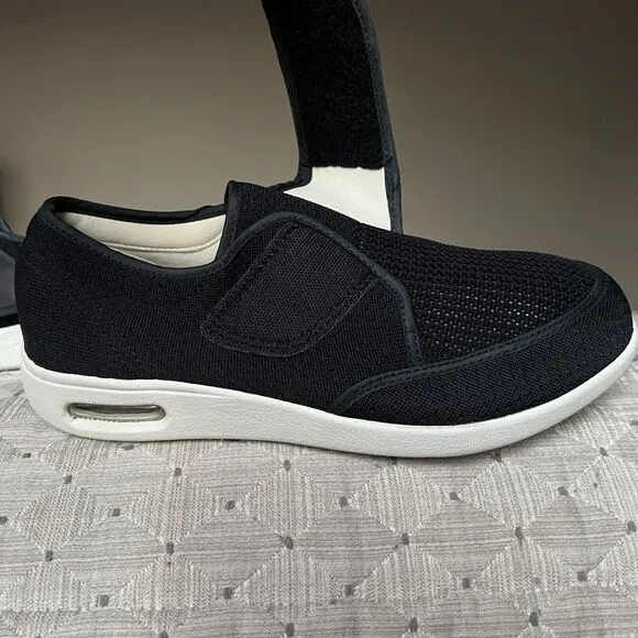 Youyun Black Diabetic Edema Walking Casual Shoe Hook &amp; Loop Strap Men’s 11 NWOT