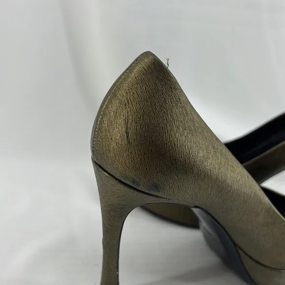 YSL Yves Saint Laurent open toe pumps heels bronze 38