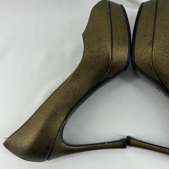 YSL Yves Saint Laurent open toe pumps heels bronze 38