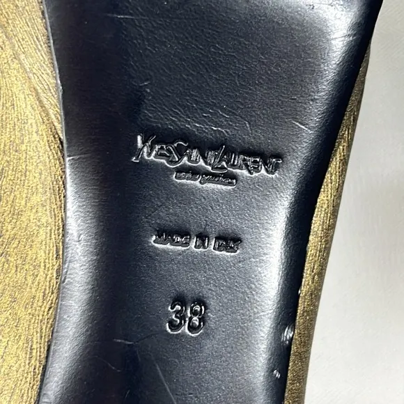 YSL Yves Saint Laurent open toe pumps heels bronze 38