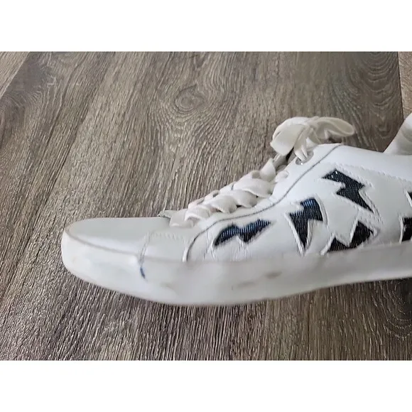 Zadig &amp; Voltaire Lightning Bolt Leather Athletic Shoes Sneakers White Women 41