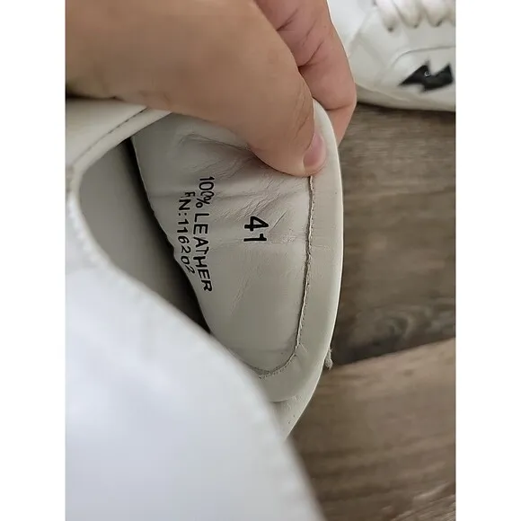 Zadig &amp; Voltaire Lightning Bolt Leather Athletic Shoes Sneakers White Women 41