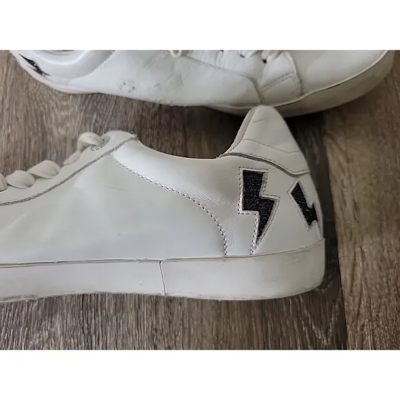 Zadig &amp; Voltaire Lightning Bolt Leather Athletic Shoes Sneakers White Women 41