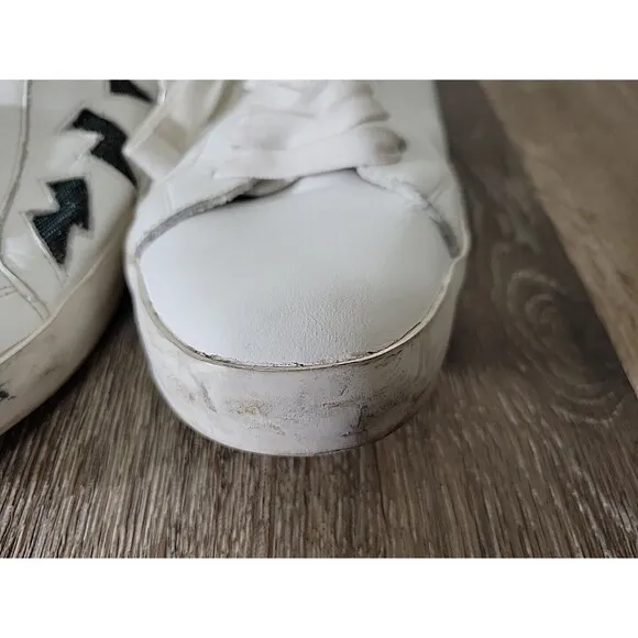 Zadig &amp; Voltaire Lightning Bolt Leather Athletic Shoes Sneakers White Women 41