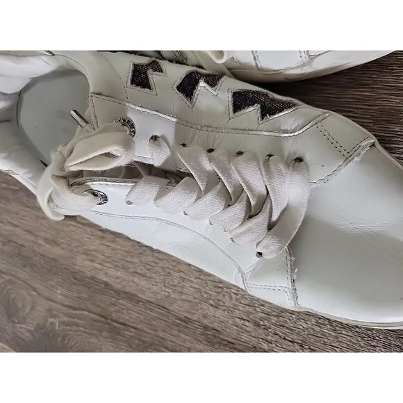 Zadig &amp; Voltaire Lightning Bolt Leather Athletic Shoes Sneakers White Women 41