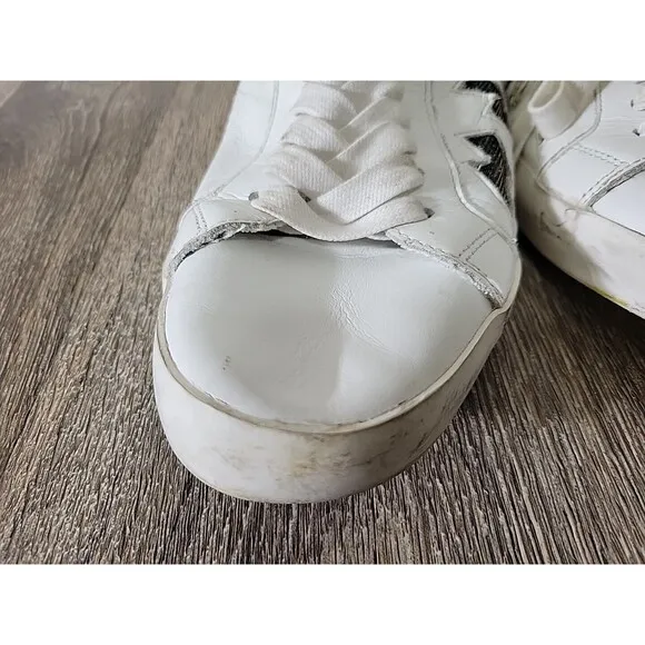 Zadig &amp; Voltaire Lightning Bolt Leather Athletic Shoes Sneakers White Women 41