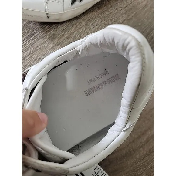Zadig &amp; Voltaire Lightning Bolt Leather Athletic Shoes Sneakers White Women 41